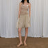 FU FRESH UP Khaki Pleated Pockets Wide Leg Elastic Waist Women&