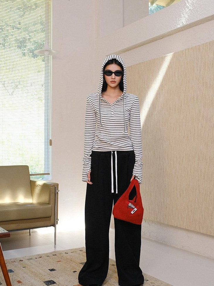 FU FRESH UP Knitted Brushed Slimming Drawstring Women&