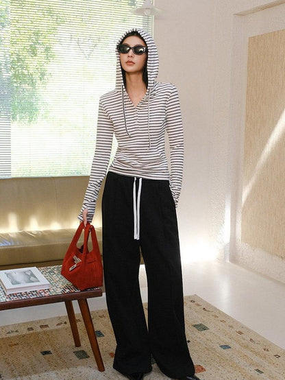 FU FRESH UP Knitted Brushed Slimming Drawstring Women&