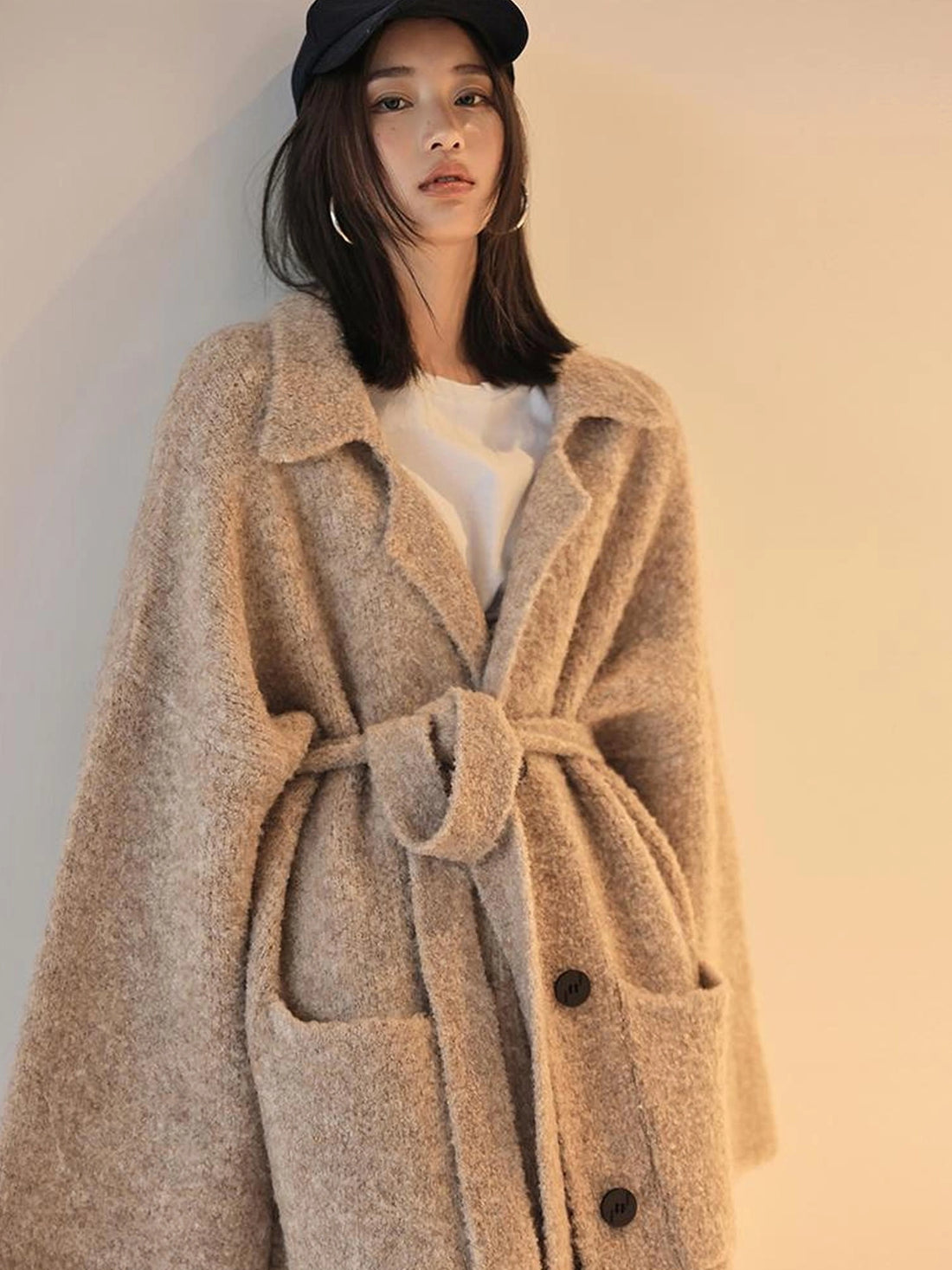 FU FRESH UP Lazy Fit Wool Blend Long Coat