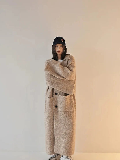 FU FRESH UP Lazy Fit Wool Blend Long Coat