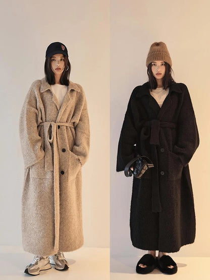 FU FRESH UP Lazy Fit Wool Blend Long Coat