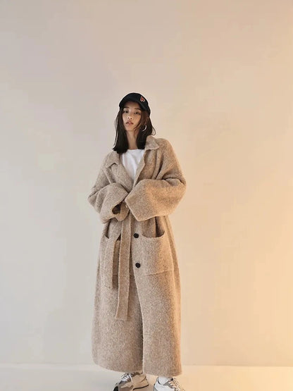 FU FRESH UP Lazy Fit Wool Blend Long Coat