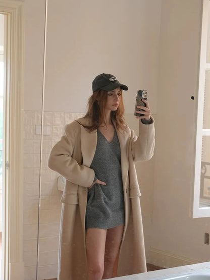 FU FRESH UP Lazy Knit Wool Sweater Set With Shawl Collar