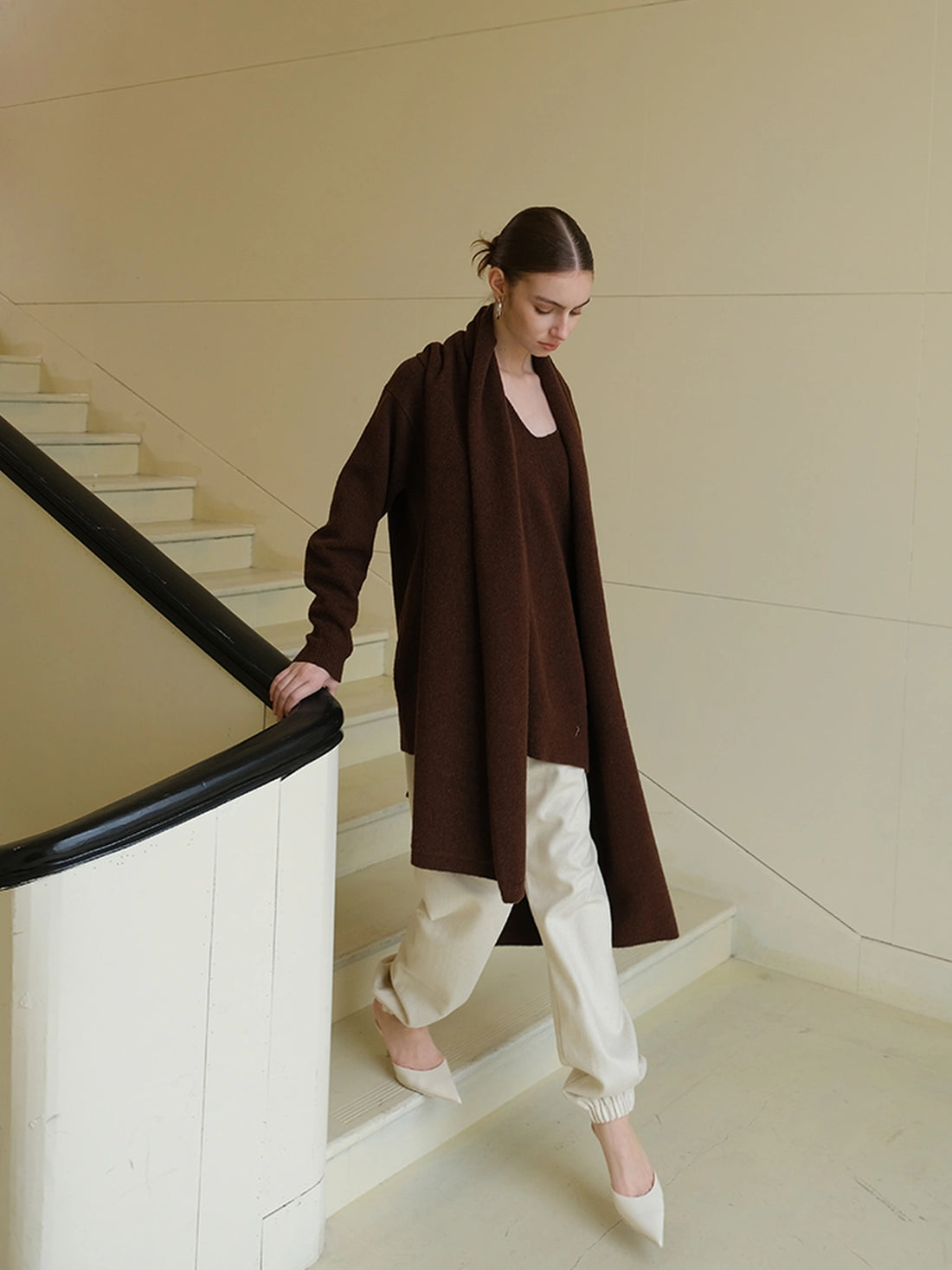 FU FRESH UP Lazy Knit Wool Sweater Set With Shawl Collar