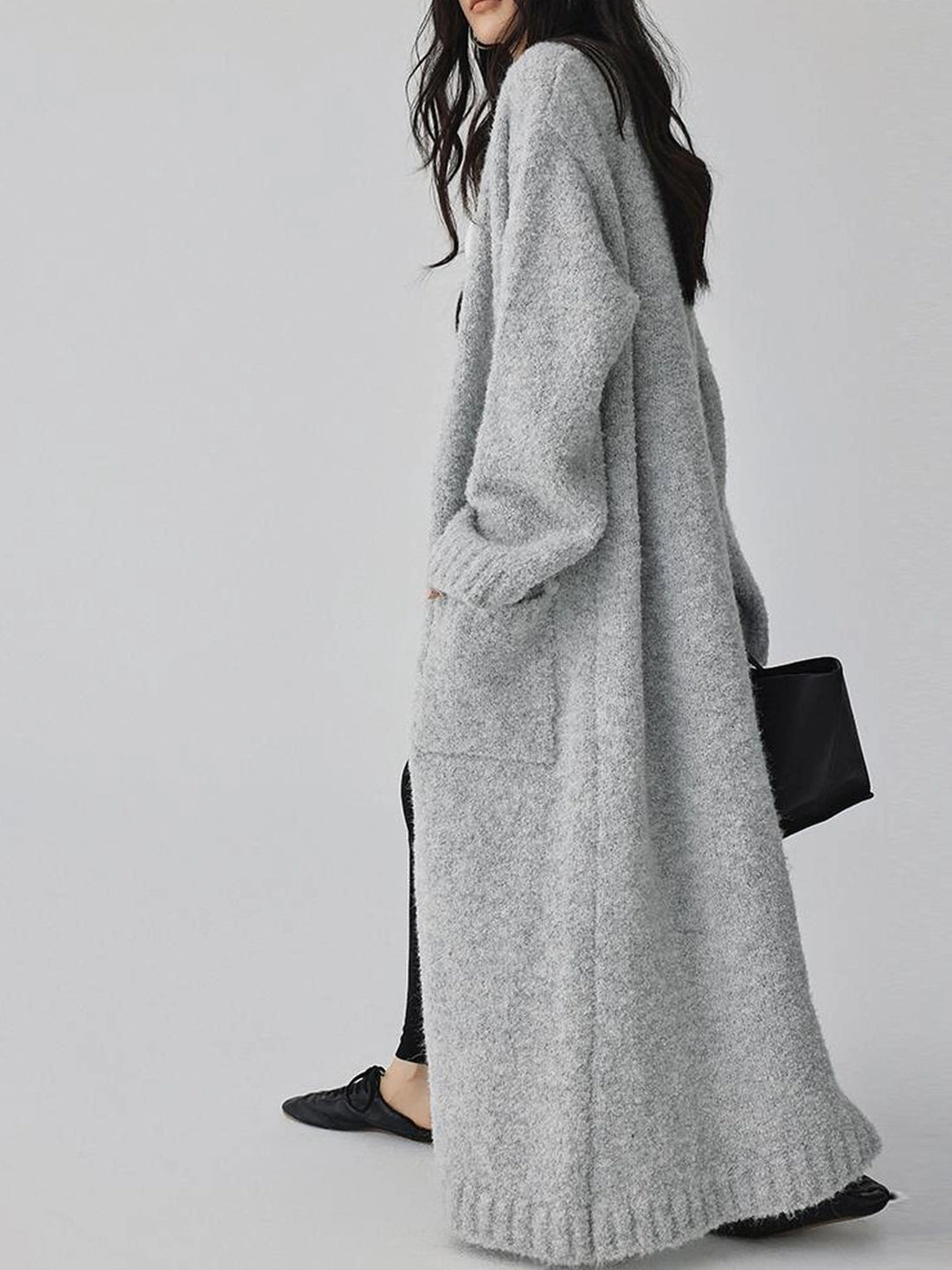 FU FRESH UP Lazy Loop Knit Long Cardigan Coat