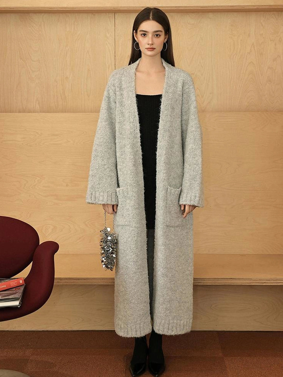 FU FRESH UP Lazy Loop Knit Long Cardigan Coat