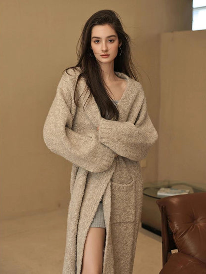 FU FRESH UP Lazy Loop Knit Long Cardigan Coat