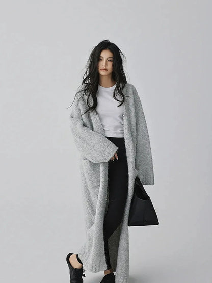 FU FRESH UP Lazy Loop Knit Long Cardigan Coat