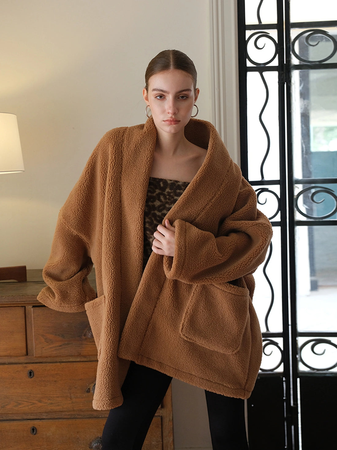 FU FRESH UP Lazy Row Cut Long Pile Fleece Coat