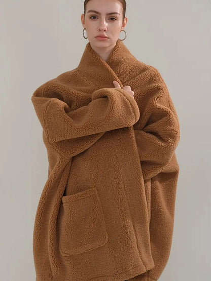 FU FRESH UP Lazy Row Cut Long Pile Fleece Coat