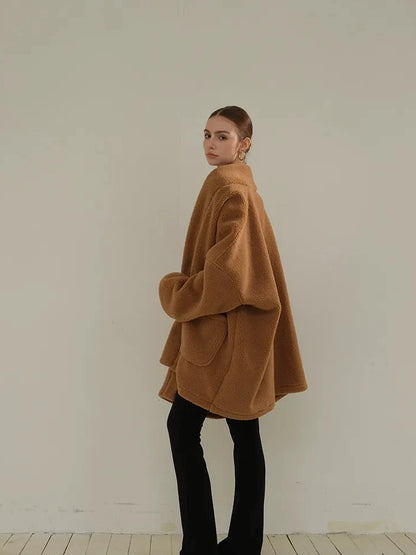 FU FRESH UP Lazy Row Cut Long Pile Fleece Coat