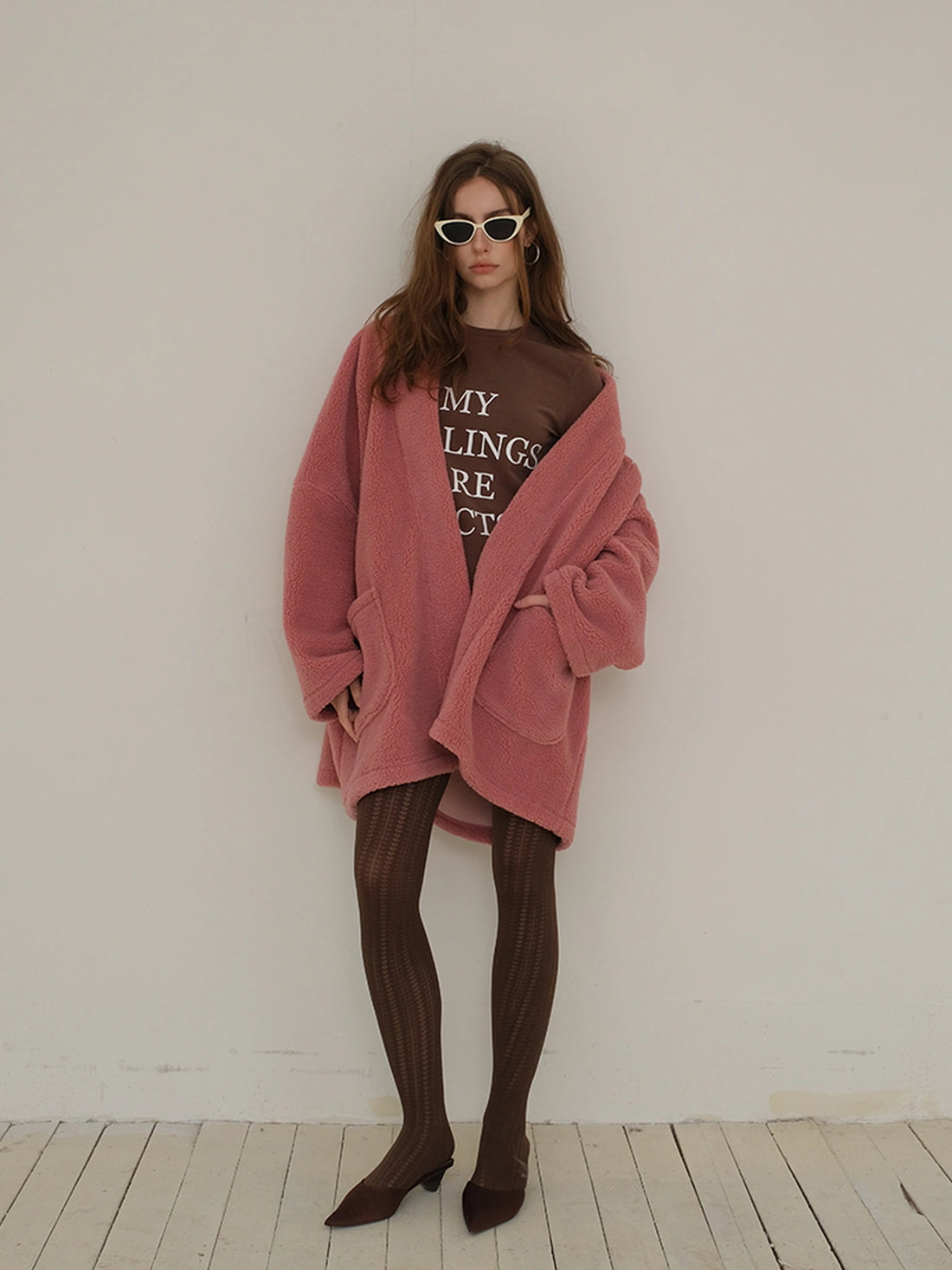 FU FRESH UP Lazy Row Cut Long Pile Fleece Coat