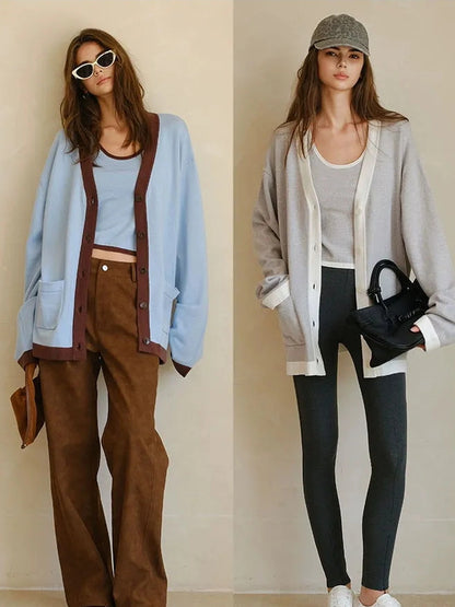 FU FRESH UP Lazy V-neck Cashmere Cotton Knit Set