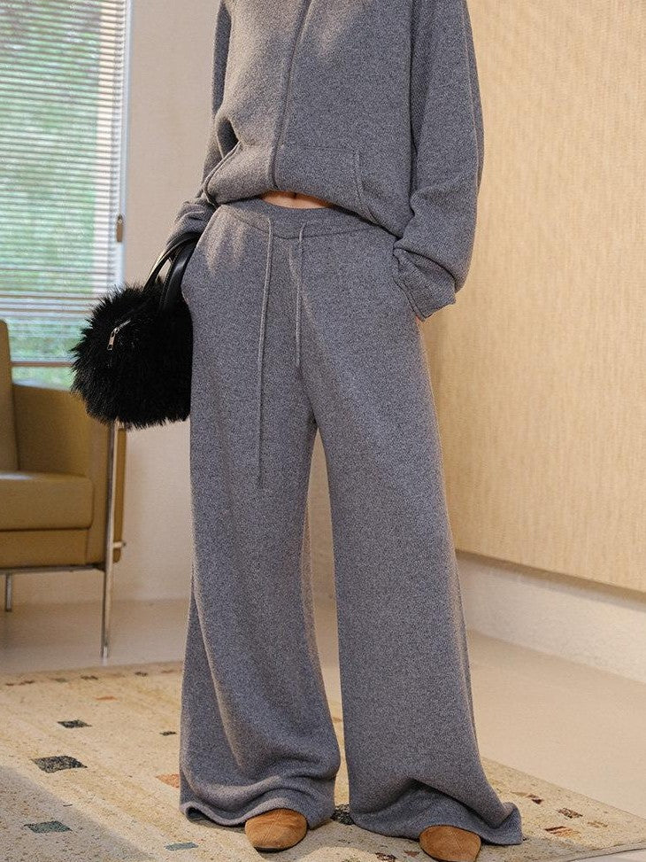 FU FRESH UP Letter Jacquard Stand Collar Wide Leg Women&