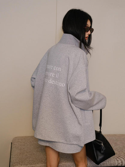 FU FRESH UP Letter Print Long Sleeve Two Piece Women&