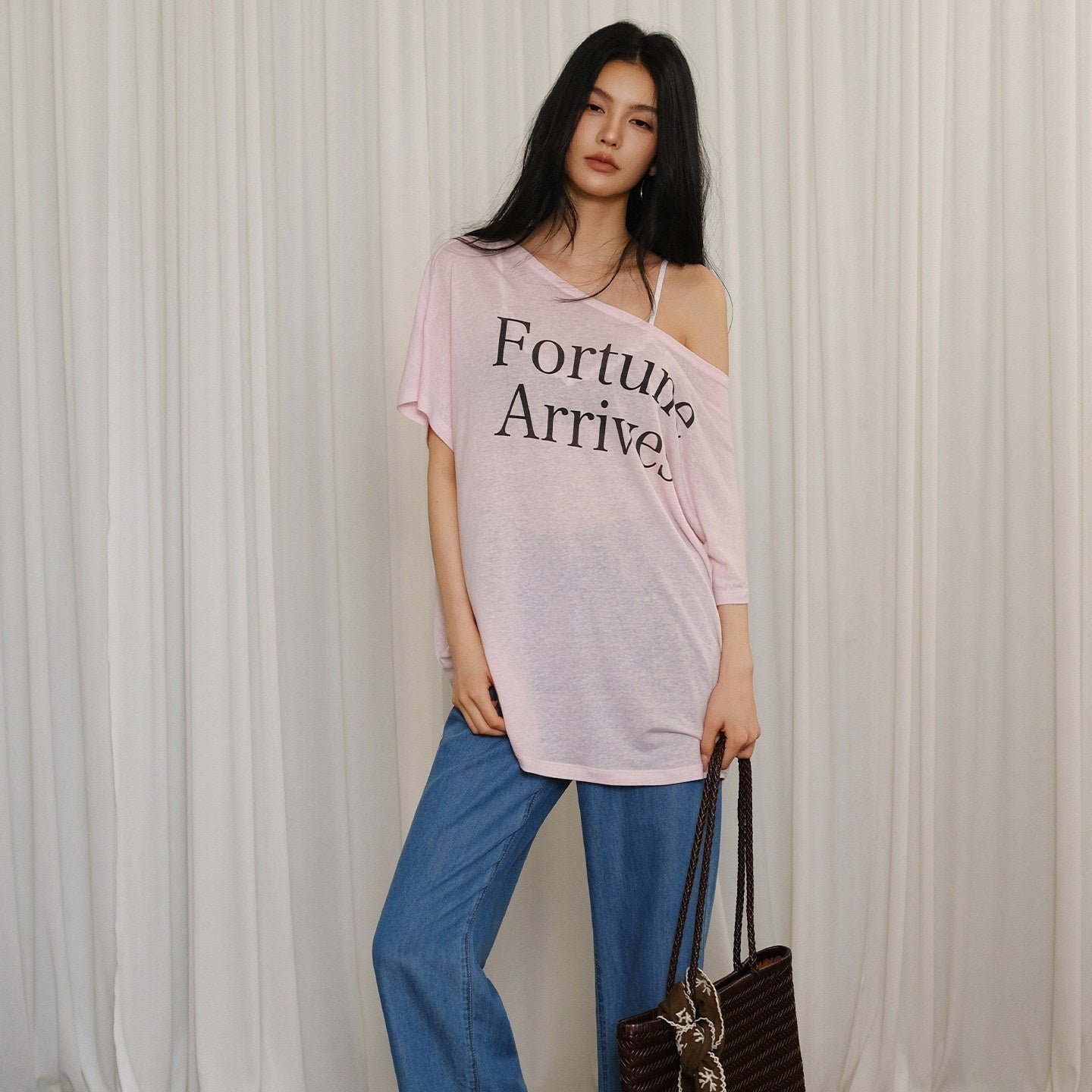FU_FRESH_UP_Letter_Print_Loose_Drop_Shoulder_Women&