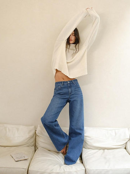 FU FRESH UP Light Blue Vintage Washed Mid Rise Pockets Women&