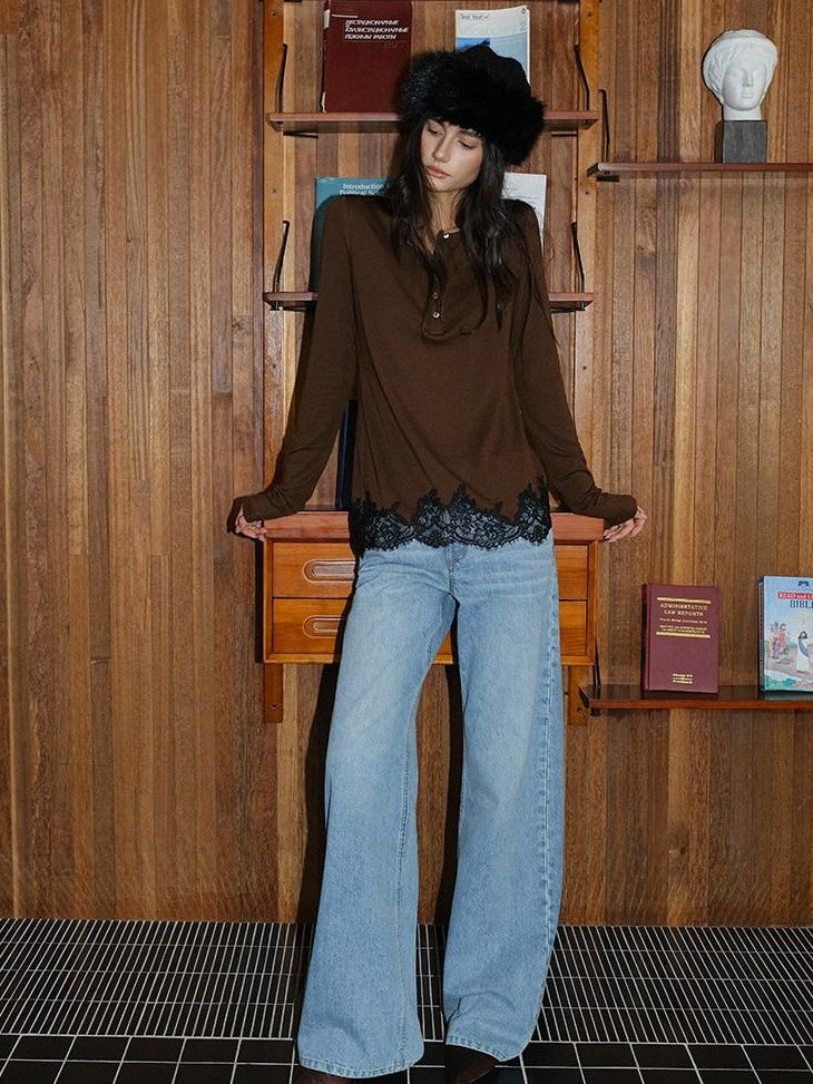 FU FRESH UP Light Blue Vintage Washed Mid Rise Pockets Women&