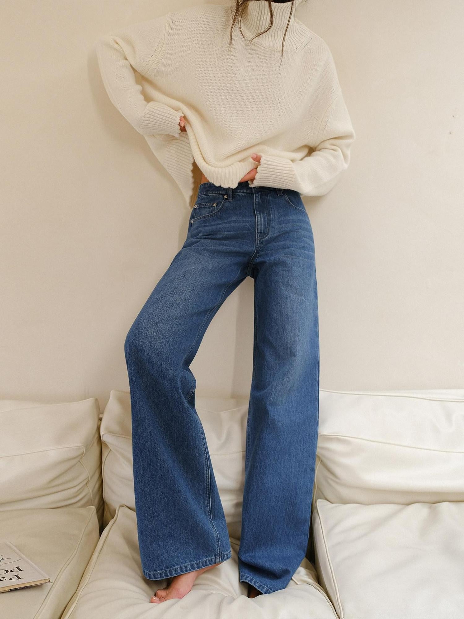 FU FRESH UP Light Blue Vintage Washed Mid Rise Pockets Women&