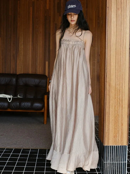 FU FRESH UP Lightweight Chiffon Slit Maxi Dress