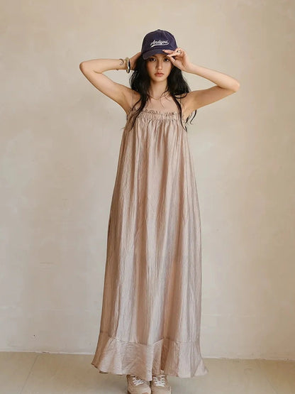 FU FRESH UP Lightweight Chiffon Slit Maxi Dress