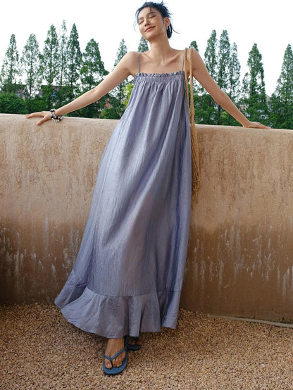 FU FRESH UP Lightweight Chiffon Slit Maxi Dress