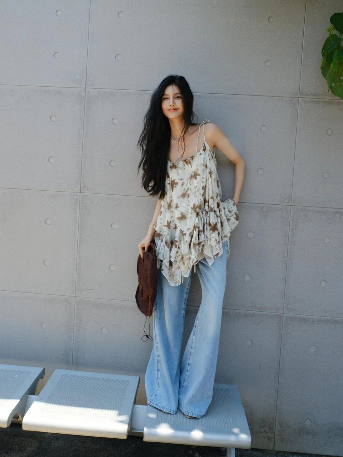 FU FRESH UP Lightweight Floral Print Chiffon A Line Sundress