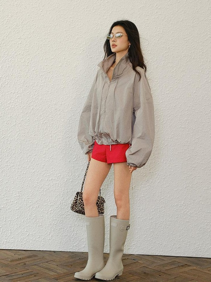 FU FRESH UP Lightweight Uv Stand Collar Zippered Loose Fit Women&
