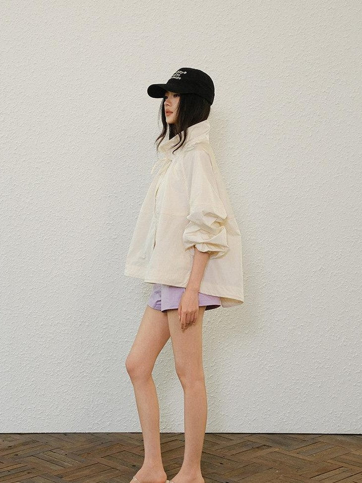 FU FRESH UP Lightweight Uv Stand Collar Zippered Loose Fit Women&