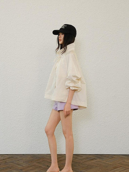 FU FRESH UP Lightweight Uv Stand Collar Zippered Loose Fit Women&
