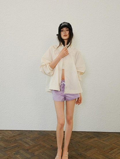 FU FRESH UP Lightweight Uv Stand Collar Zippered Loose Fit Women&