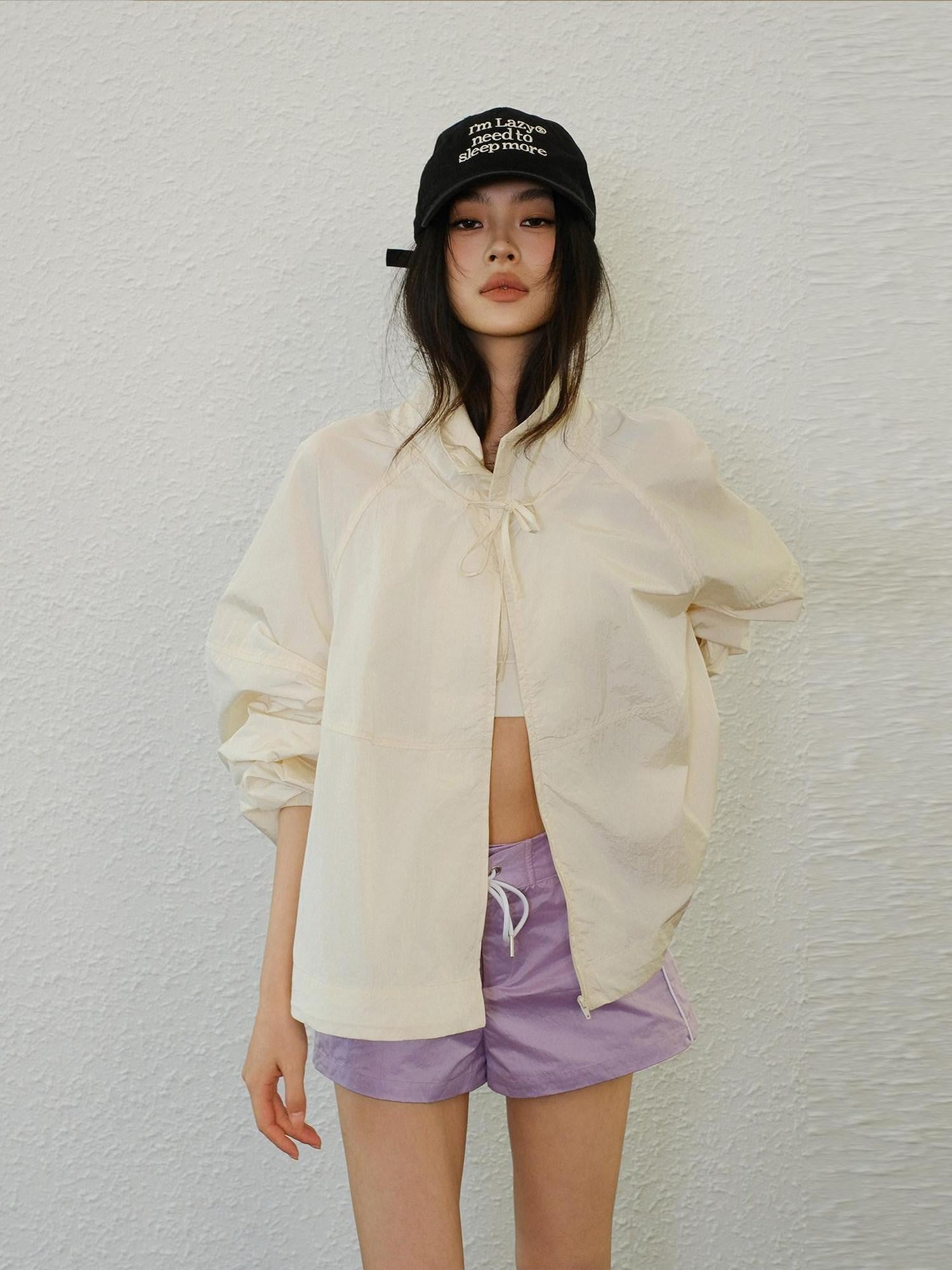 FU FRESH UP Lightweight Uv Stand Collar Zippered Loose Fit Women&