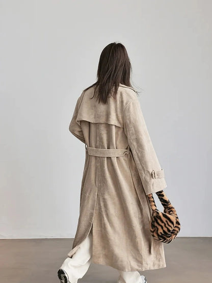 FU FRESH UP Long Plush Towel Fabric Trench Coat