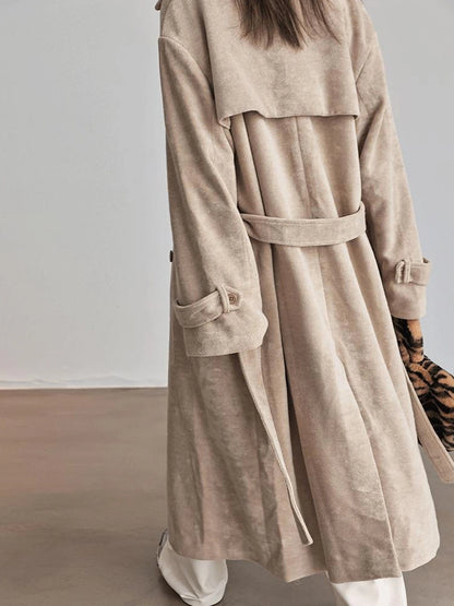 FU FRESH UP Long Plush Towel Fabric Trench Coat