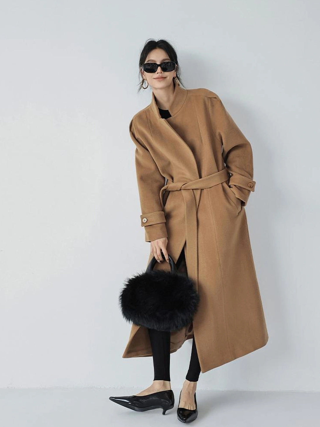FU FRESH UP Long Wool Double Breasted Trench Coat
