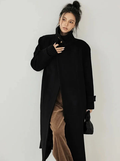 FU FRESH UP Long Wool Double Breasted Trench Coat