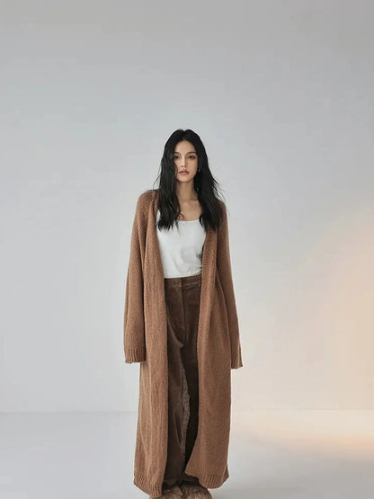 FU FRESH UP Long Wool Mohair Knit Cardigan Coat