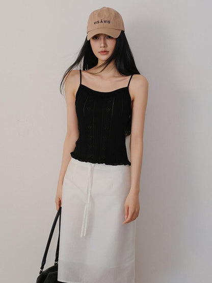 FU FRESH UP Lustrous Drawstring Back Slit Straight Women&