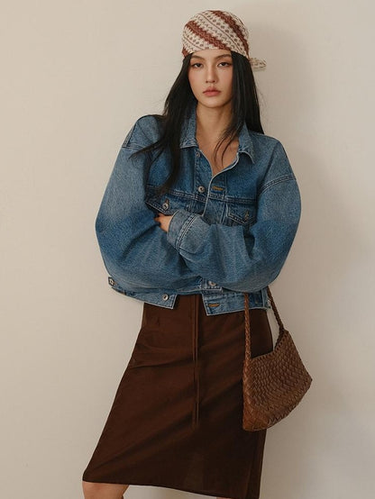 FU FRESH UP Lustrous Drawstring Back Slit Straight Women&