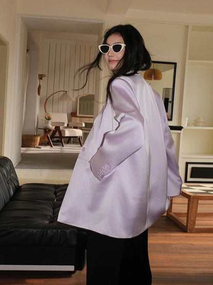 FU FRESH UP Luxury Satin Acetate Tailored Blazer