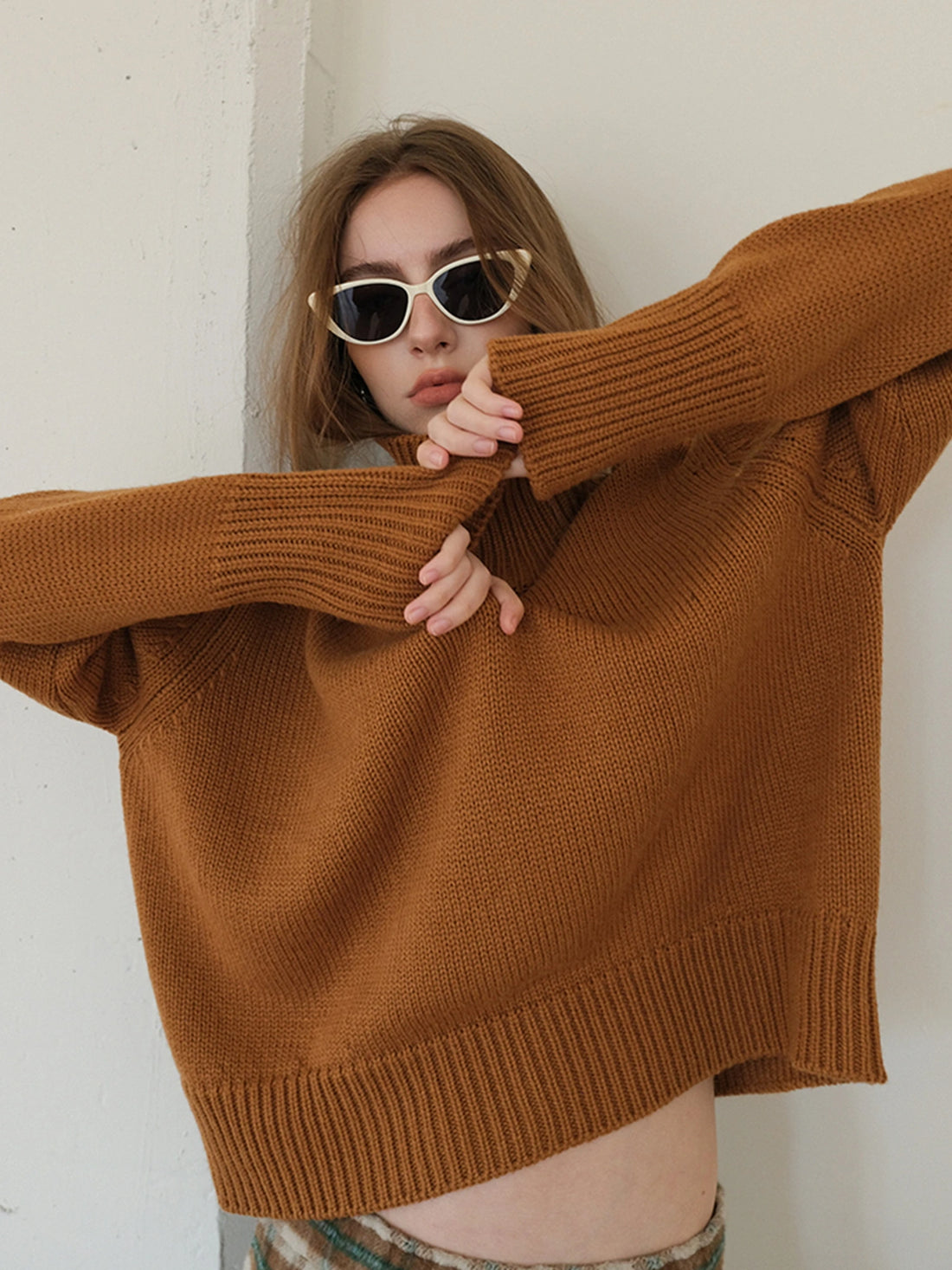 FU FRESH UP Luxury Wool High Neck Oversized Sweater
