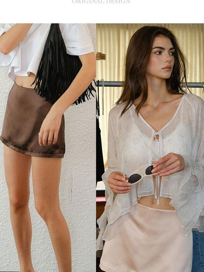 FU FRESH UP Matte A Line Low Waist Pocket Side Zipper Women&