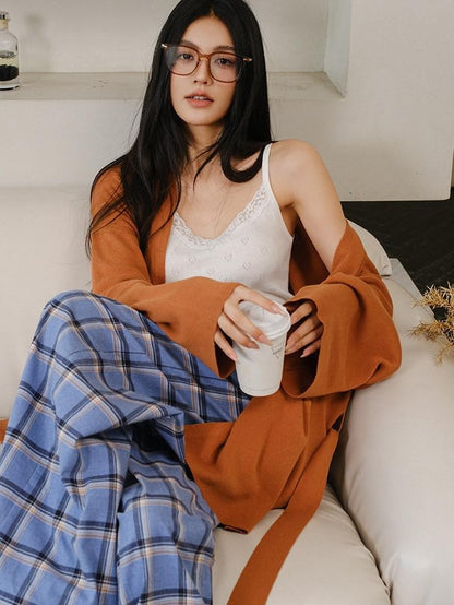 FU FRESH UP Mid Length Collarless Tie Knit Relaxed Women&