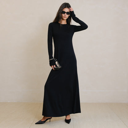 FU_FRESH_UP_Minimalist_High_Waist_Round_Neck_Knit_Straight_Women&