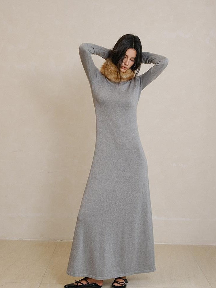 FU FRESH UP Minimalist High Waist Round Neck Knit Straight Women&
