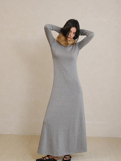 FU FRESH UP Minimalist High Waist Round Neck Knit Straight Women&