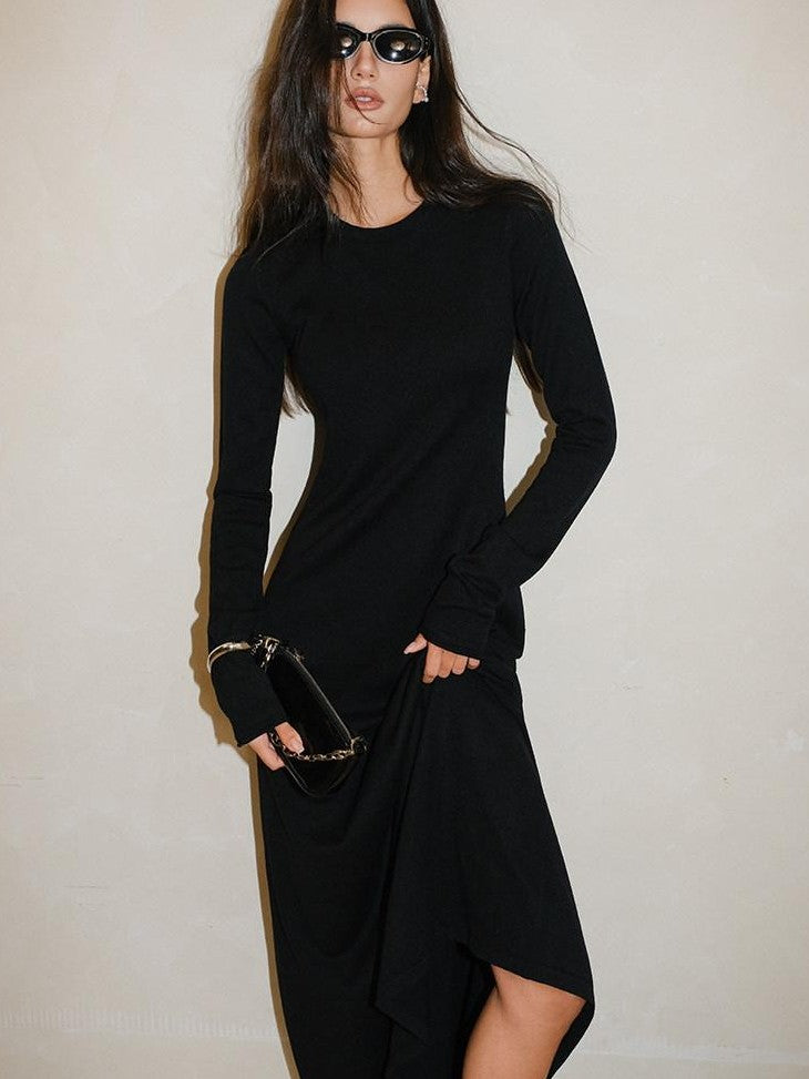 FU FRESH UP Minimalist High Waist Round Neck Knit Straight Women&
