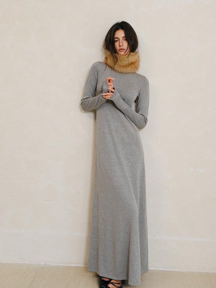 FU FRESH UP Minimalist High Waist Round Neck Knit Straight Women&