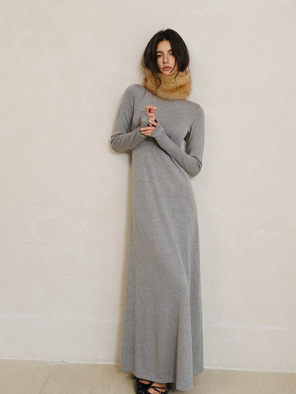 FU FRESH UP Minimalist High Waist Round Neck Knit Straight Women&